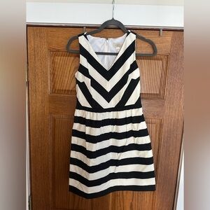 LOFT Petite Black and White Striped Dress